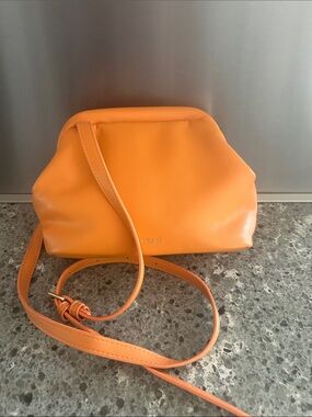 Orange Vegan Leather (PU) Crossbody Bag - Minimal Silhouette